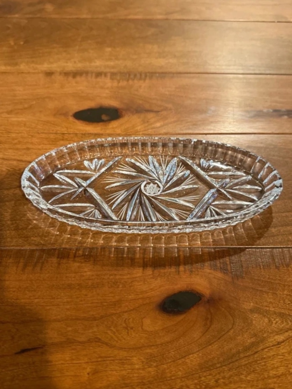 Vintage Clear Presses-Crystal Oval Relish/Candy Dish/Tray